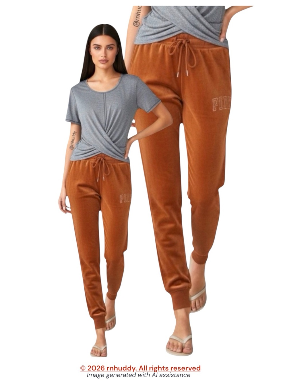 VS Pink L orange velour jogger